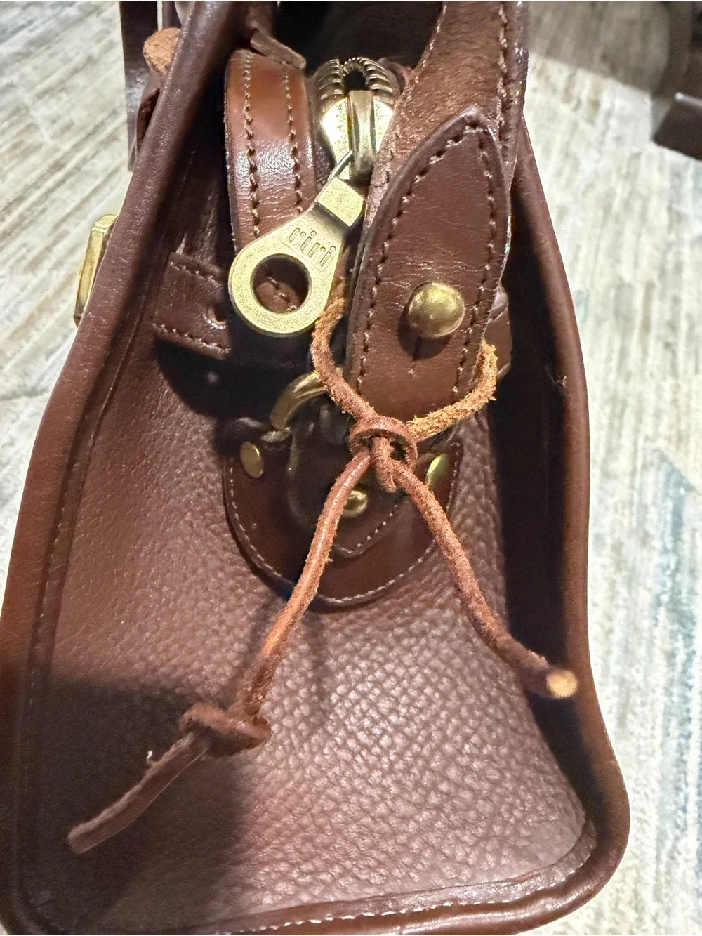 Dooney & Bourke Brown Pebble Leather Satchel with Gold Hardware